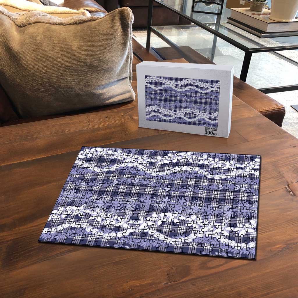 Hawaiian Ohia Lehua Lei Puzzle Plaid Palaka Uliuli hohonu Pattern - Polynesian Pride