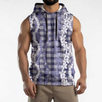 Hawaiian Ohia Lehua Lei Sleeveless Hoodie Plaid Palaka Uliuli hohonu Pattern - Polynesian Pride