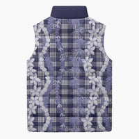 Hawaiian Ohia Lehua Lei Sleeveless Puffer Jacket Plaid Palaka Uliuli hohonu Pattern - Polynesian Pride