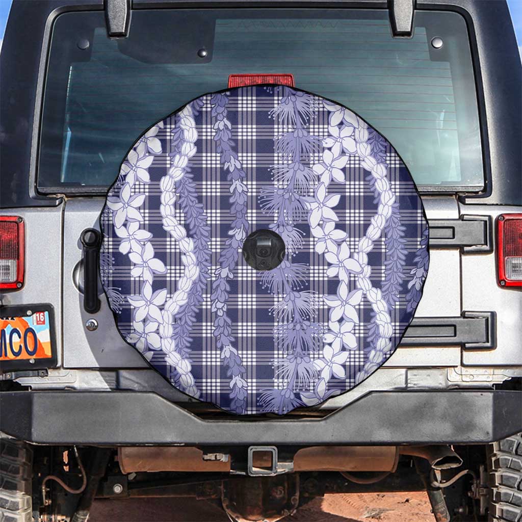 Hawaiian Ohia Lehua Lei Spare Tire Cover Plaid Palaka Uliuli hohonu Pattern - Polynesian Pride