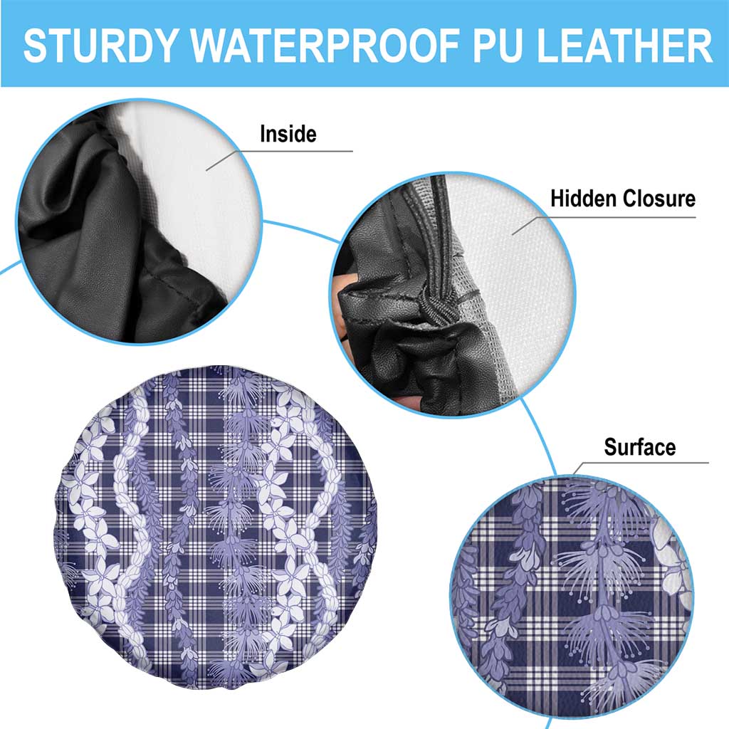 Hawaiian Ohia Lehua Lei Spare Tire Cover Plaid Palaka Uliuli hohonu Pattern - Polynesian Pride