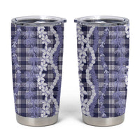 Hawaiian Ohia Lehua Lei Tumbler Cup Plaid Palaka Uliuli hohonu Pattern - Polynesian Pride