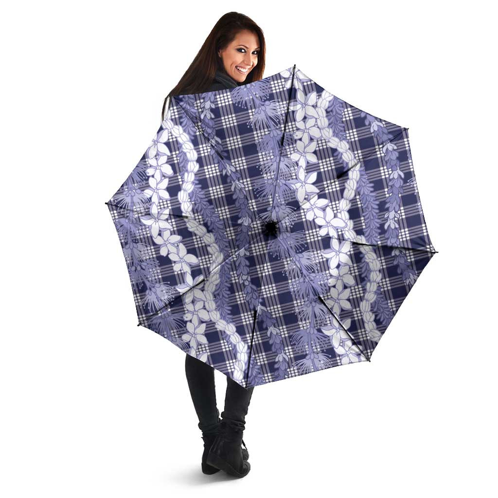 Hawaiian Ohia Lehua Lei Umbrella Plaid Palaka Uliuli hohonu Pattern - Polynesian Pride