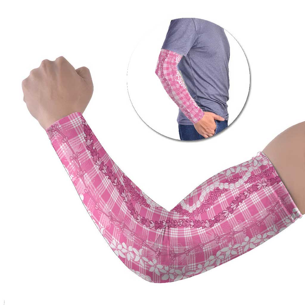 Hawaiian Ohia Lehua Lei Arm Sleeves Plaid Palaka Akala Pattern - Polynesian Pride