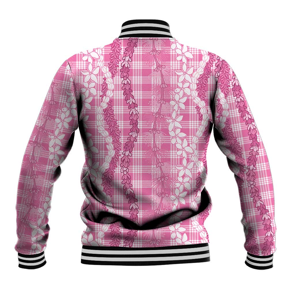 Hawaiian Ohia Lehua Lei Baseball Jacket Plaid Palaka Akala Pattern - Polynesian Pride