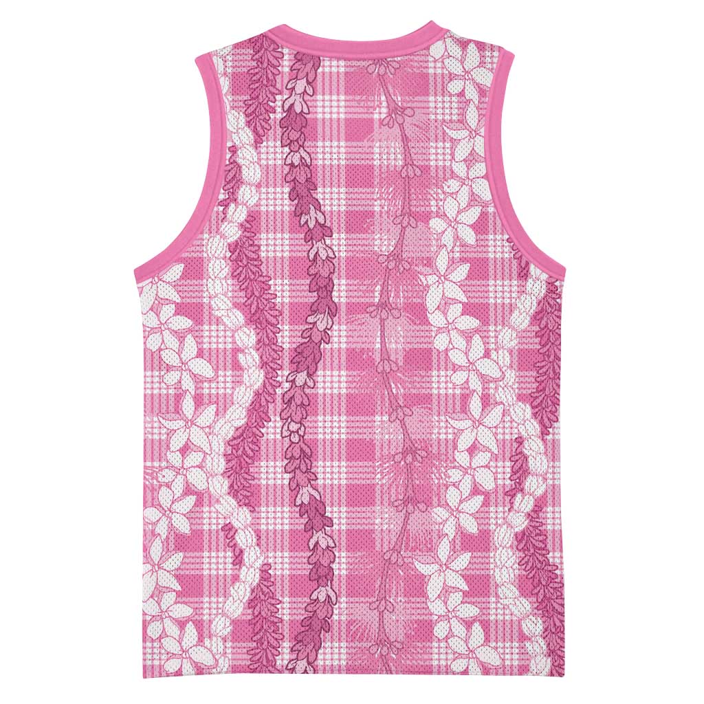 Hawaiian Ohia Lehua Lei Basketball Jersey Plaid Palaka Akala Pattern - Polynesian Pride
