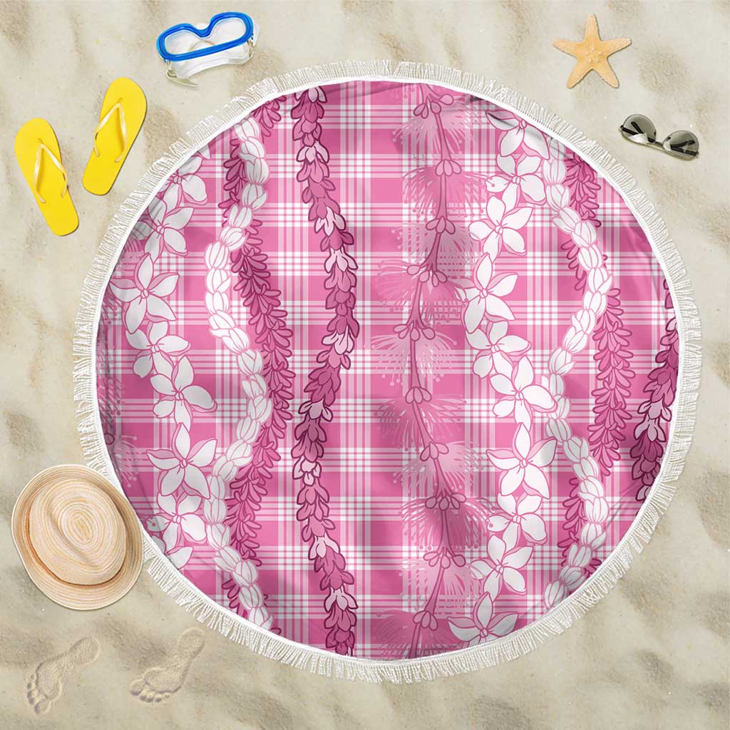 Hawaiian Ohia Lehua Lei Beach Blanket Plaid Palaka Akala Pattern LT9 One Size 150cm Pink - Polynesian Pride