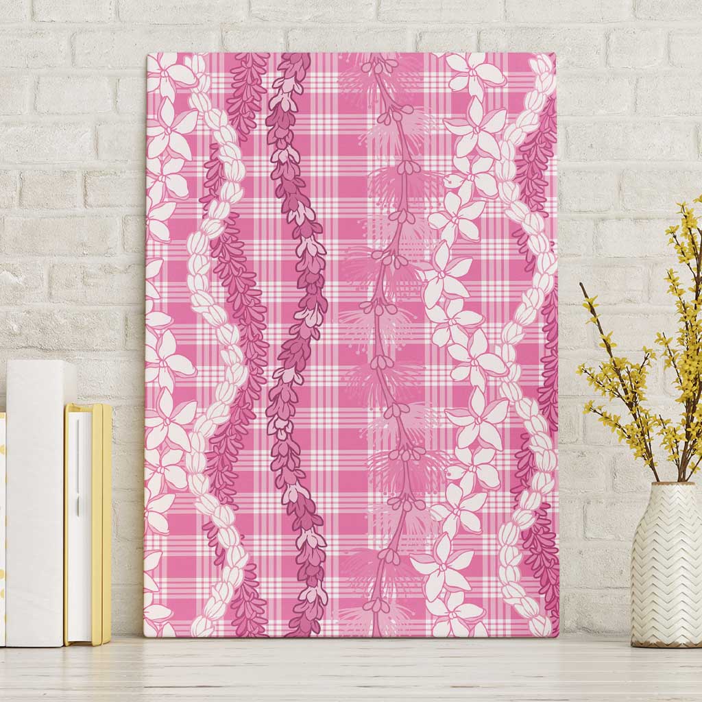 Hawaiian Ohia Lehua Lei Canvas Wall Art Plaid Palaka Akala Pattern LT9 Without Frame Pink - Polynesian Pride
