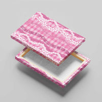 Hawaiian Ohia Lehua Lei Canvas Wall Art Plaid Palaka Akala Pattern - Polynesian Pride