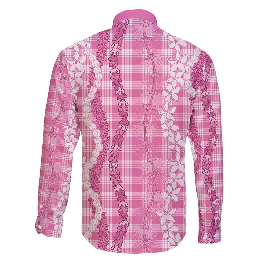 Hawaiian Ohia Lehua Lei Family Matching Mermaid Dress and Hawaiian Shirt Plaid Palaka Akala Pattern - Polynesian Pride