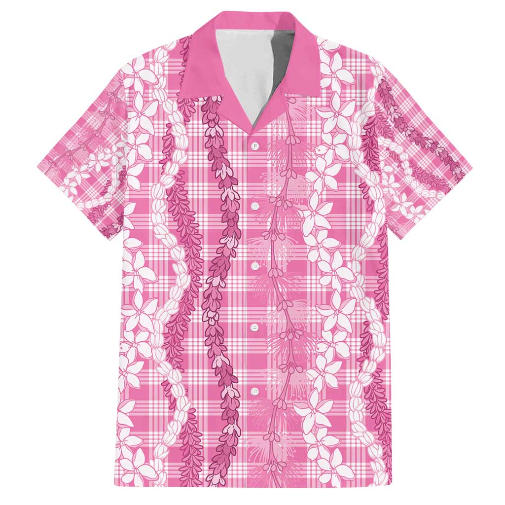 Hawaiian Ohia Lehua Lei Family Matching Puletasi and Hawaiian Shirt Plaid Palaka Akala Pattern - Polynesian Pride