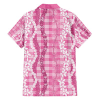 Hawaiian Ohia Lehua Lei Family Matching Puletasi and Hawaiian Shirt Plaid Palaka Akala Pattern - Polynesian Pride
