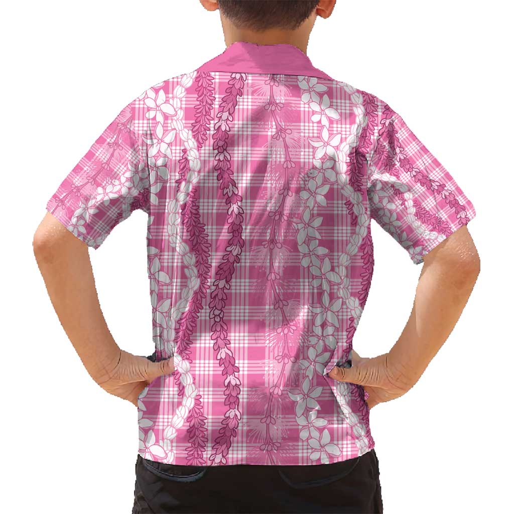 Hawaiian Ohia Lehua Lei Family Matching Summer Maxi Dress and Hawaiian Shirt Plaid Palaka Akala Pattern - Polynesian Pride