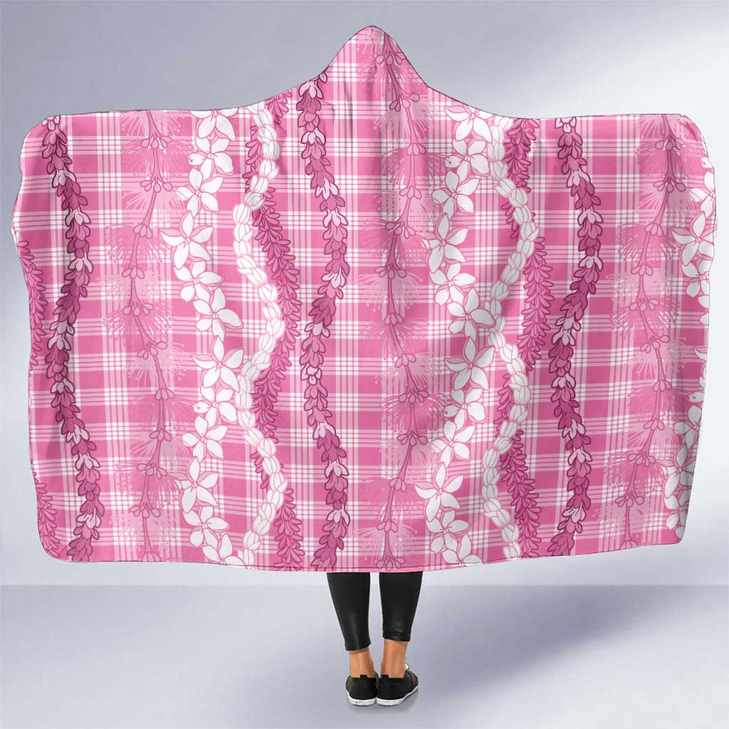 Hawaiian Ohia Lehua Lei Hooded Blanket Plaid Palaka Akala Pattern - Polynesian Pride