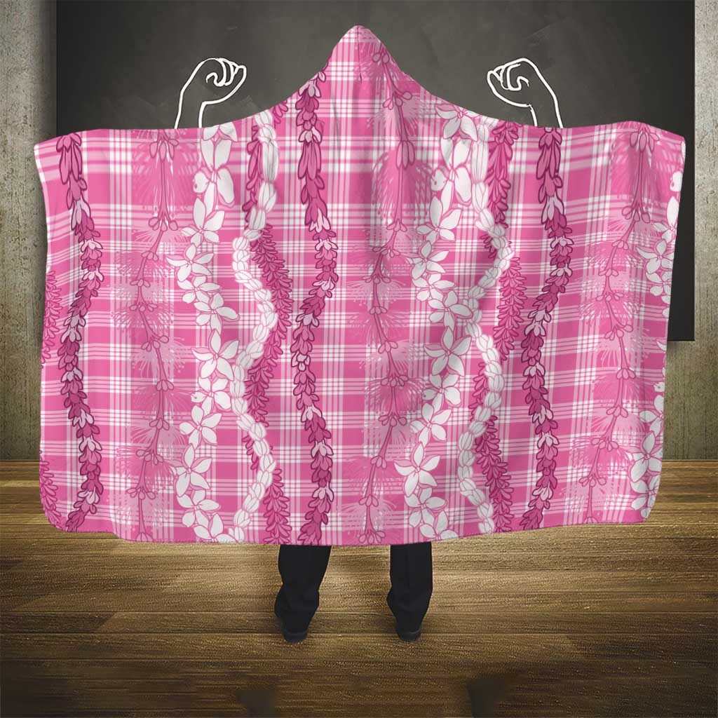 Hawaiian Ohia Lehua Lei Hooded Blanket Plaid Palaka Akala Pattern - Polynesian Pride
