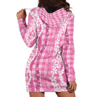 Hawaiian Ohia Lehua Lei Hoodie Dress Plaid Palaka Akala Pattern - Polynesian Pride