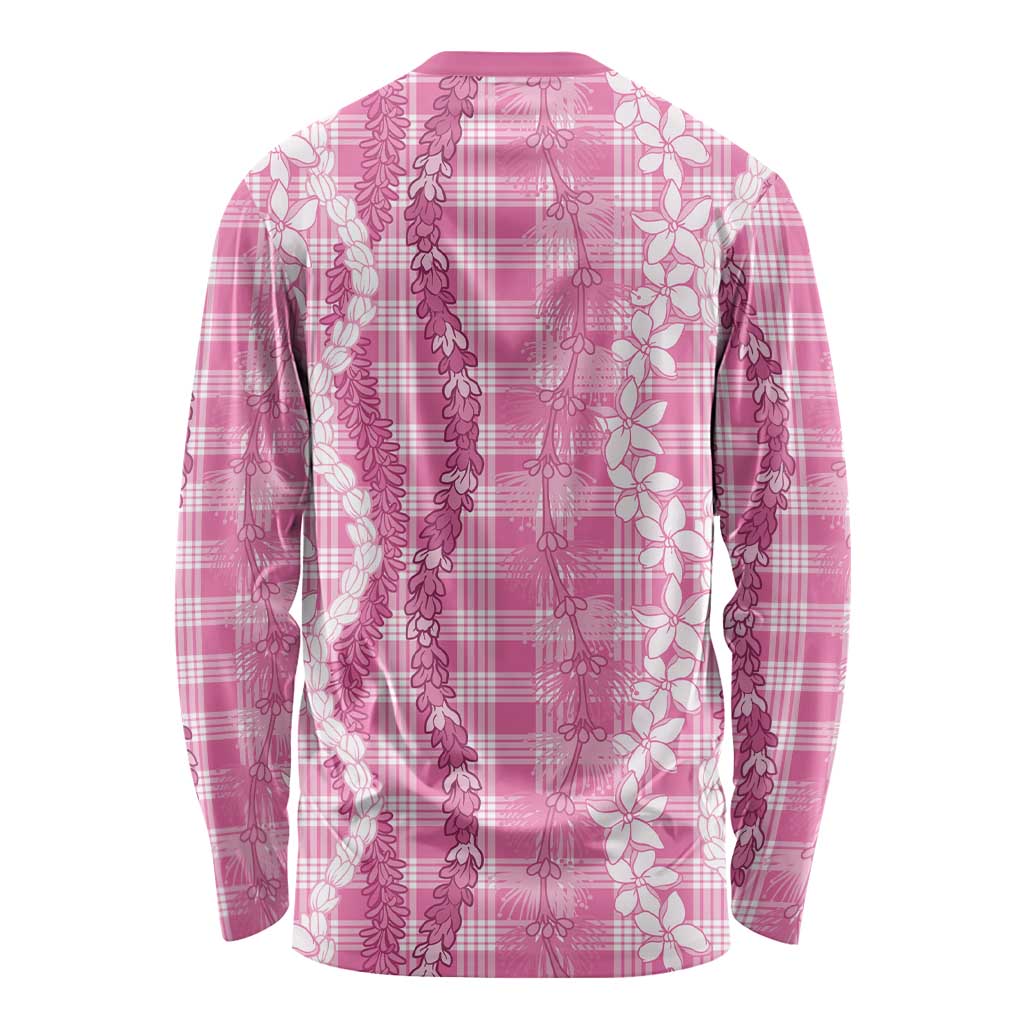 Hawaiian Ohia Lehua Lei Long Sleeve Shirt Plaid Palaka Akala Pattern - Polynesian Pride