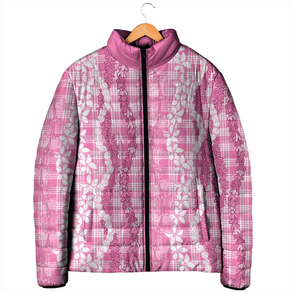 Hawaiian Ohia Lehua Lei Padded Jacket Plaid Palaka Akala Pattern - Polynesian Pride