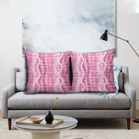 Hawaiian Ohia Lehua Lei Pillow Cover Plaid Palaka Akala Pattern - Polynesian Pride