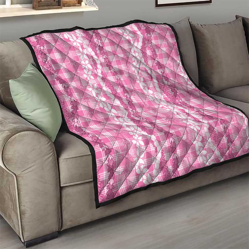 Hawaiian Ohia Lehua Lei Quilt Plaid Palaka Akala Pattern - Polynesian Pride