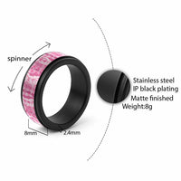 Hawaiian Ohia Lehua Lei Spinner Ring Plaid Palaka Akala Pattern - Polynesian Pride