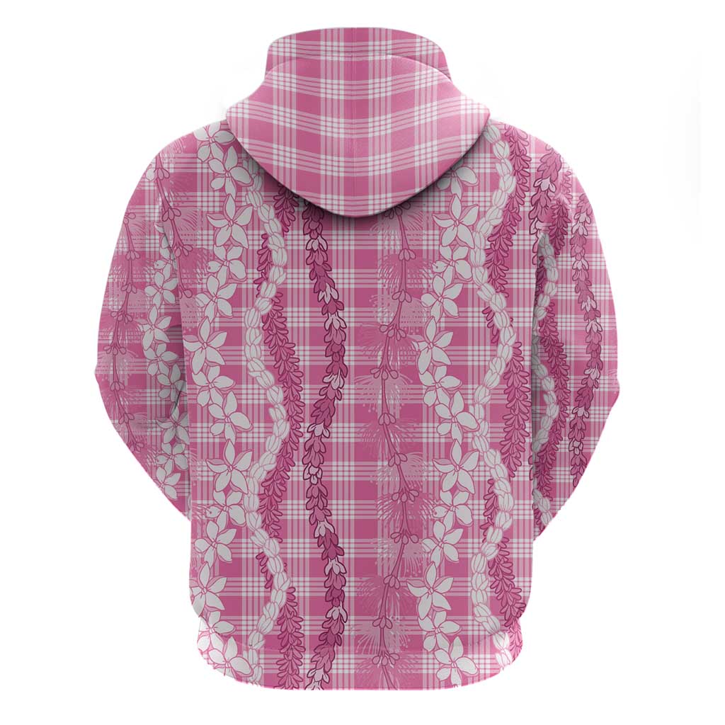Hawaiian Ohia Lehua Lei Zip Hoodie Plaid Palaka Akala Pattern - Polynesian Pride