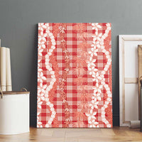 Hawaiian Ohia Lehua Lei Canvas Wall Art Plaid Palaka Ulaula Pattern - Polynesian Pride