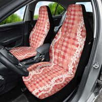 Hawaiian Ohia Lehua Lei Car Seat Cover Plaid Palaka Ulaula Pattern - Polynesian Pride