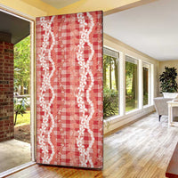 Hawaiian Ohia Lehua Lei Door Cover Plaid Palaka Ulaula Pattern - Polynesian Pride