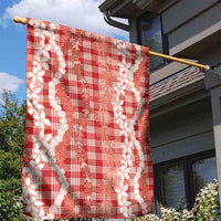 Hawaiian Ohia Lehua Lei Garden Flag Plaid Palaka Ulaula Pattern - Polynesian Pride