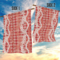 Hawaiian Ohia Lehua Lei Garden Flag Plaid Palaka Ulaula Pattern - Polynesian Pride