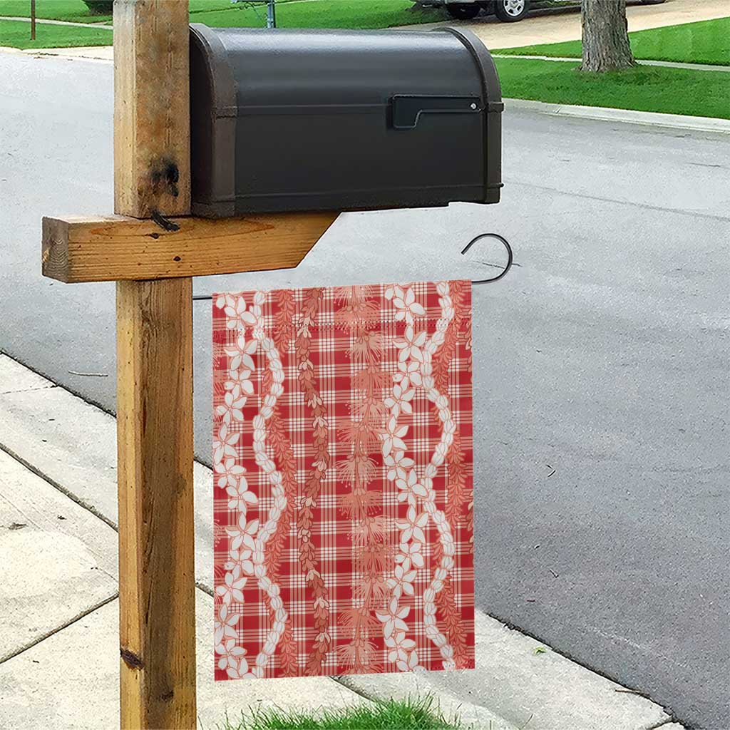 Hawaiian Ohia Lehua Lei Garden Flag Plaid Palaka Ulaula Pattern - Polynesian Pride