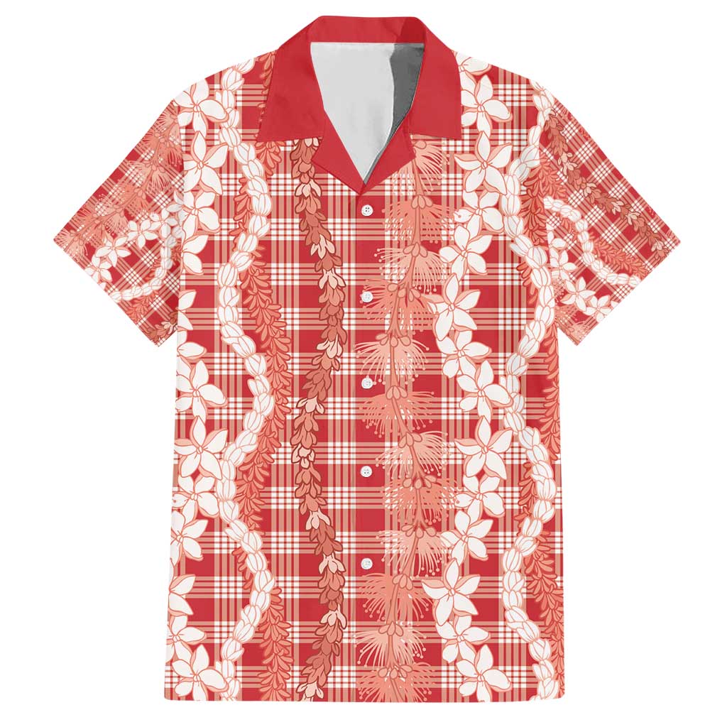 Hawaiian Ohia Lehua Lei Hawaiian Shirt Plaid Palaka Ulaula Pattern - Polynesian Pride
