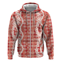 Hawaiian Ohia Lehua Lei Hoodie Plaid Palaka Ulaula Pattern - Polynesian Pride