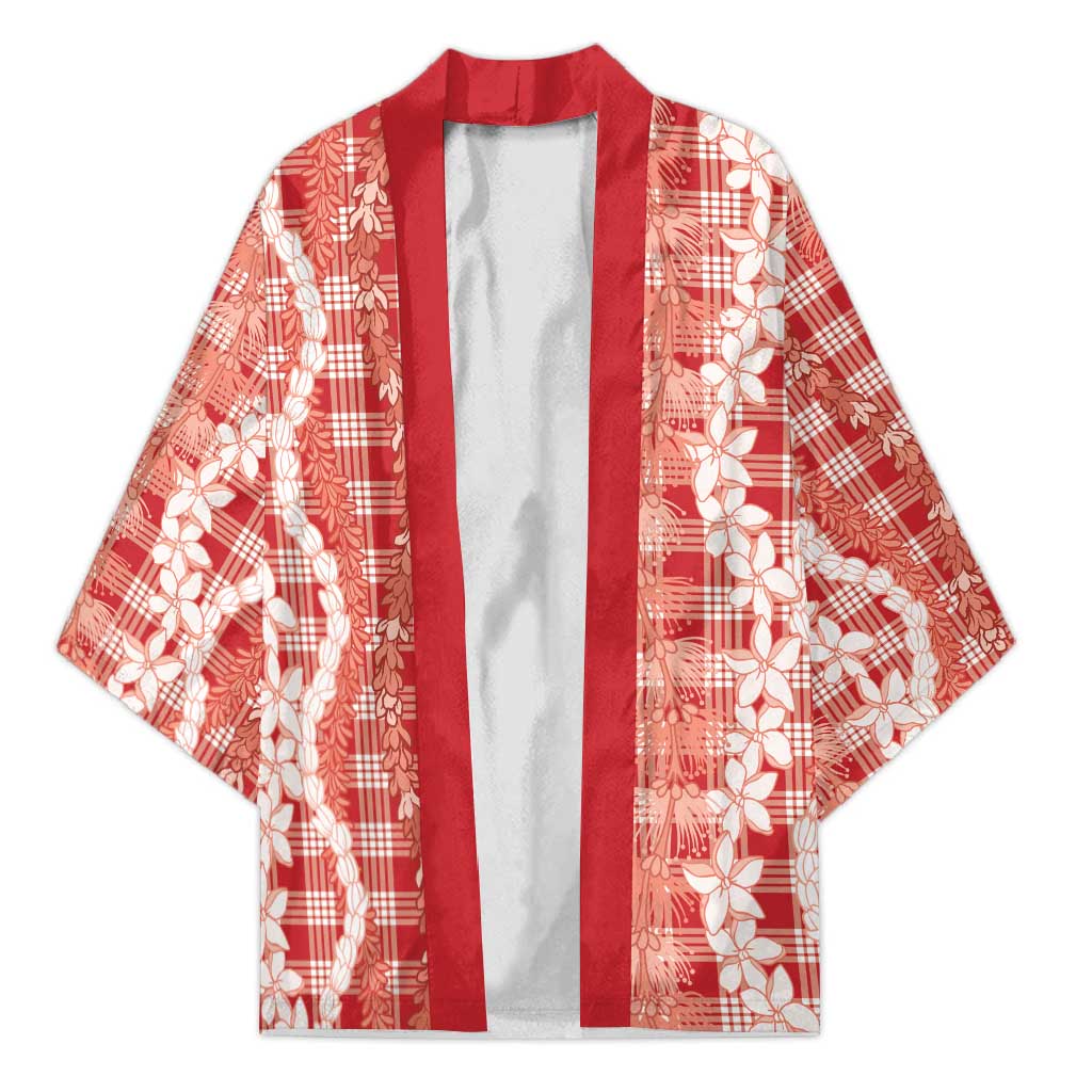 Hawaiian Ohia Lehua Lei Kimono Plaid Palaka Ulaula Pattern LT9 Unisex Red - Polynesian Pride