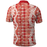 Hawaiian Ohia Lehua Lei Polo Shirt Plaid Palaka Ulaula Pattern - Polynesian Pride