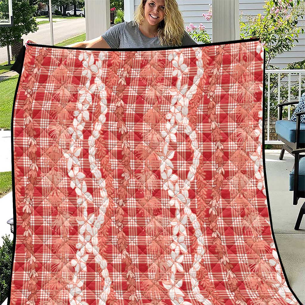 Hawaiian Ohia Lehua Lei Quilt Plaid Palaka Ulaula Pattern - Polynesian Pride