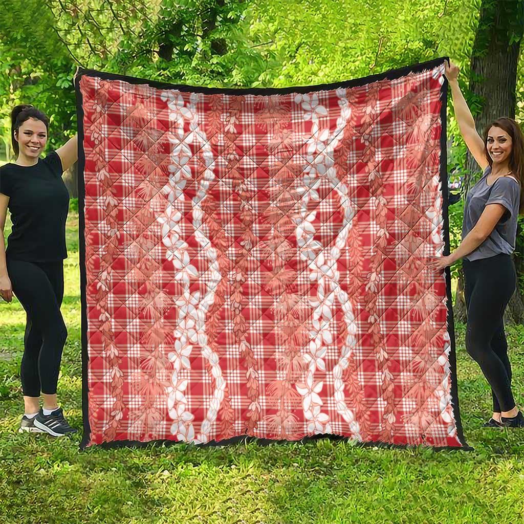 Hawaiian Ohia Lehua Lei Quilt Plaid Palaka Ulaula Pattern - Polynesian Pride