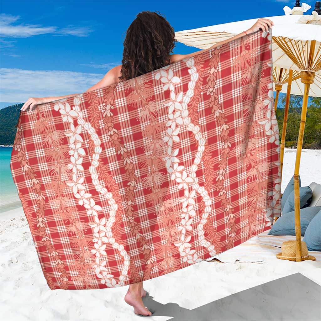 Hawaiian Ohia Lehua Lei Sarong Plaid Palaka Ulaula Pattern LT9 One Size 44 x 66 inches Red - Polynesian Pride