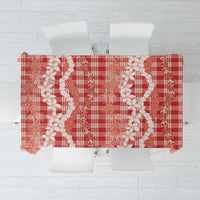 Hawaiian Ohia Lehua Lei Tablecloth Plaid Palaka Ulaula Pattern - Polynesian Pride