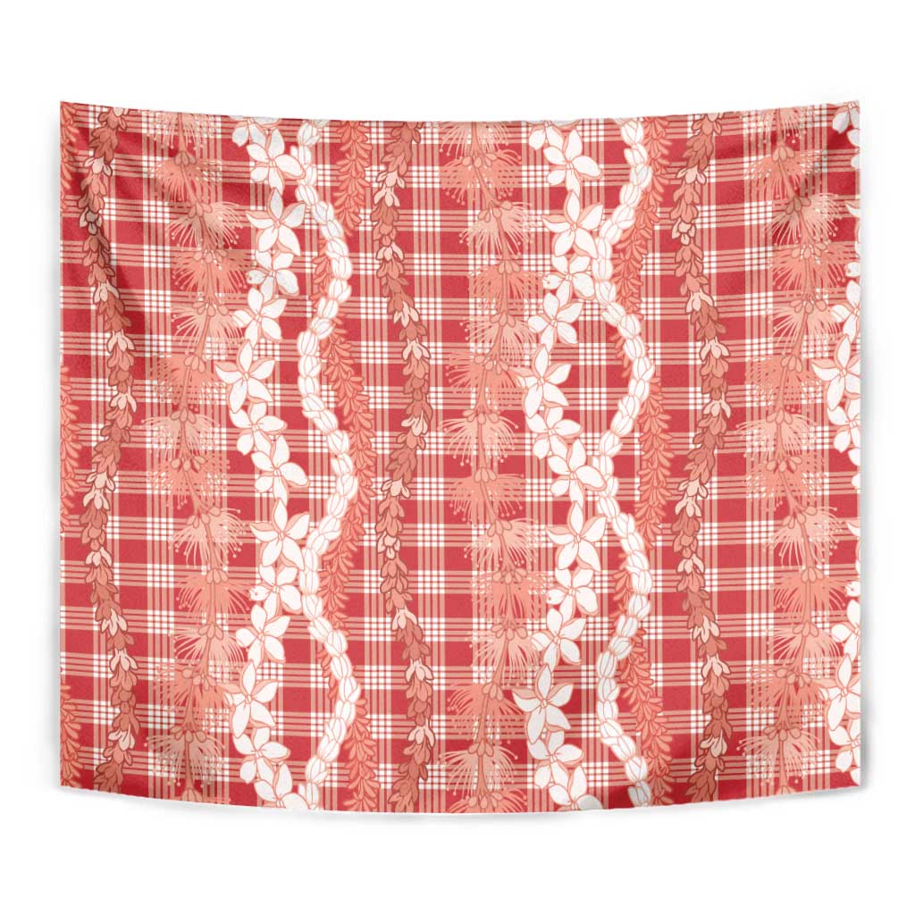Hawaiian Ohia Lehua Lei Tapestry Plaid Palaka Ulaula Pattern - Polynesian Pride