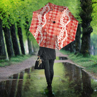 Hawaiian Ohia Lehua Lei Umbrella Plaid Palaka Ulaula Pattern - Polynesian Pride