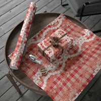 Hawaiian Ohia Lehua Lei Wrapping Paper Plaid Palaka Ulaula Pattern - Polynesian Pride