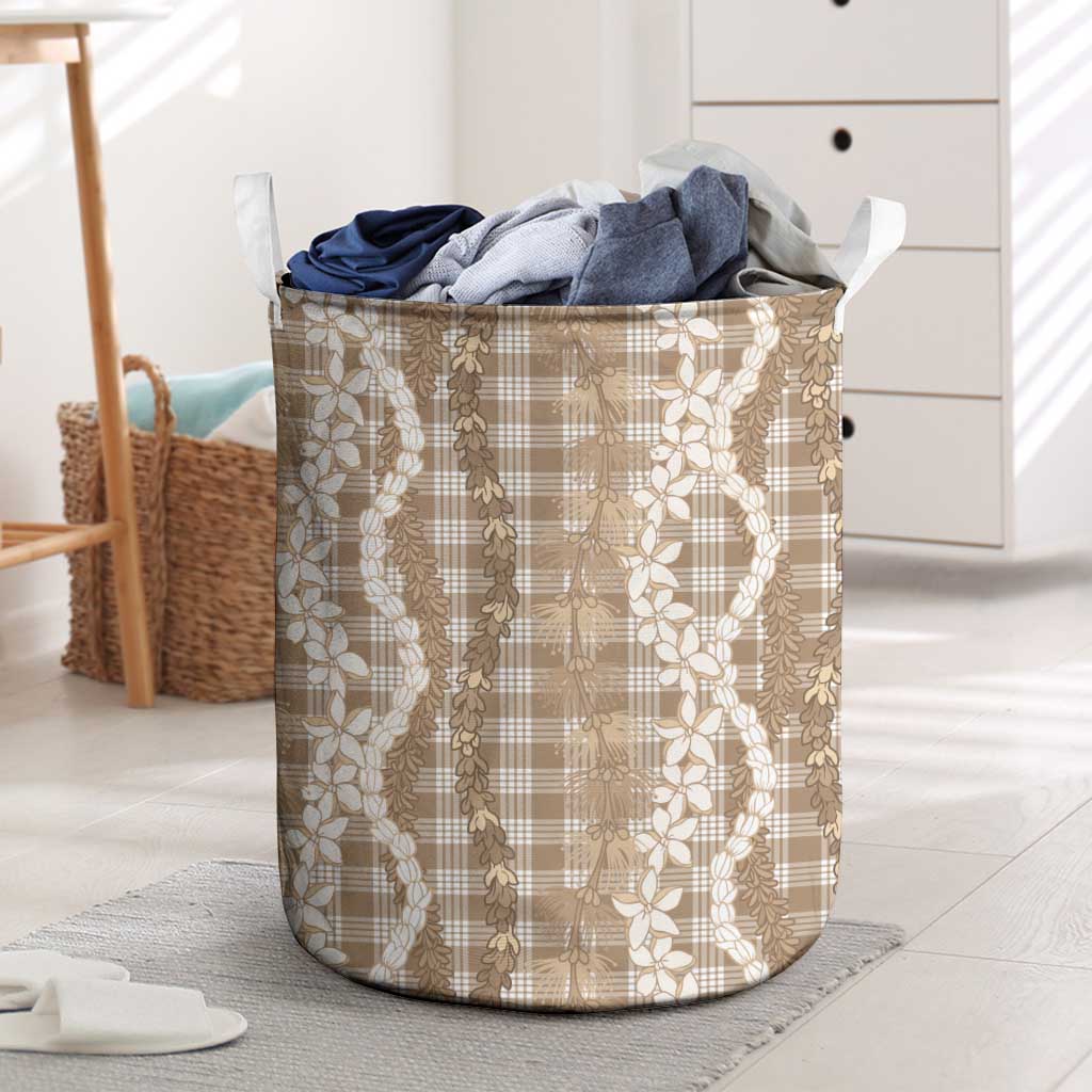Hawaiian Ohia Lehua Lei Laundry Basket Plaid Palaka Kalaihaahaa Pattern - Polynesian Pride