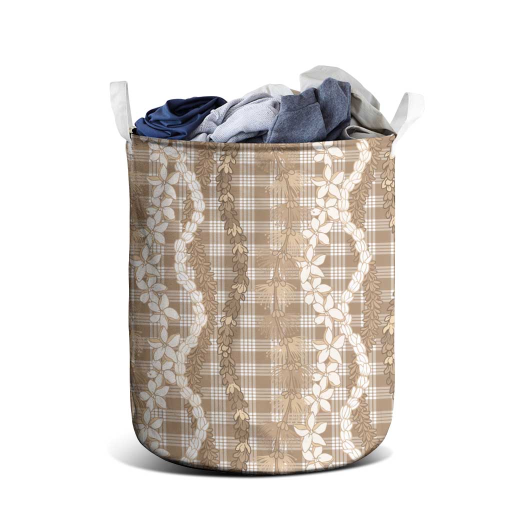 Hawaiian Ohia Lehua Lei Laundry Basket Plaid Palaka Kalaihaahaa Pattern - Polynesian Pride