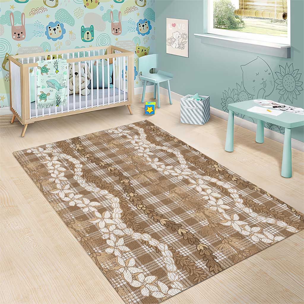 Hawaiian Ohia Lehua Lei Area Rug Plaid Palaka Kalaihaahaa Pattern - Polynesian Pride