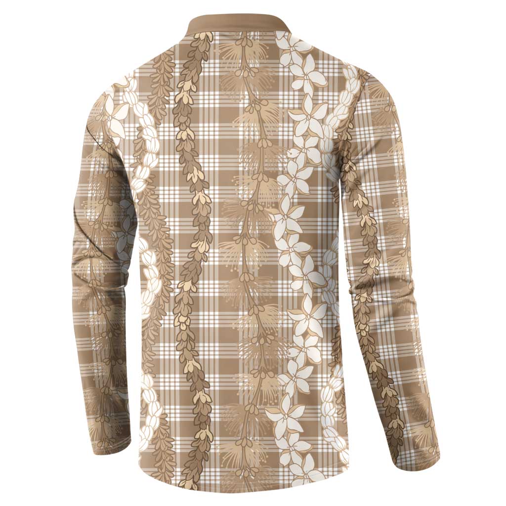 Hawaiian Ohia Lehua Lei Button Sweatshirt Plaid Palaka Kalaihaahaa Pattern - Polynesian Pride