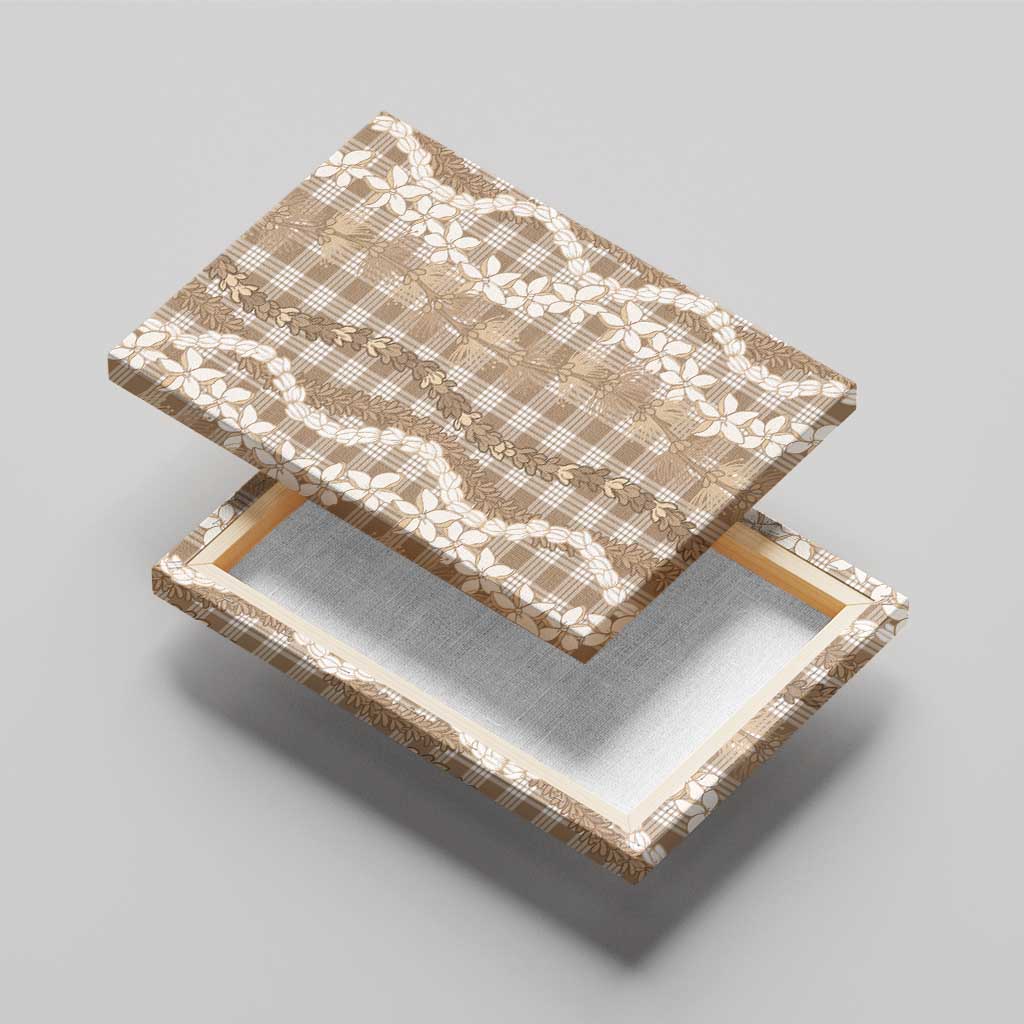 Hawaiian Ohia Lehua Lei Canvas Wall Art Plaid Palaka Kalaihaahaa Pattern - Polynesian Pride