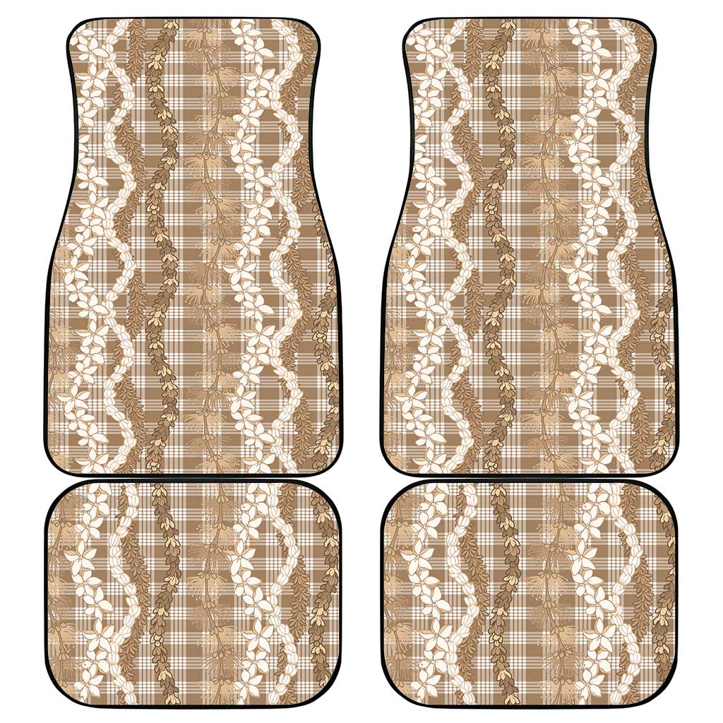 Hawaiian Ohia Lehua Lei Car Mats Plaid Palaka Kalaihaahaa Pattern - Polynesian Pride