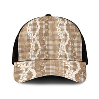 Hawaiian Ohia Lehua Lei Mesh Trucker Cap Plaid Palaka Kalaihaahaa Pattern - Polynesian Pride